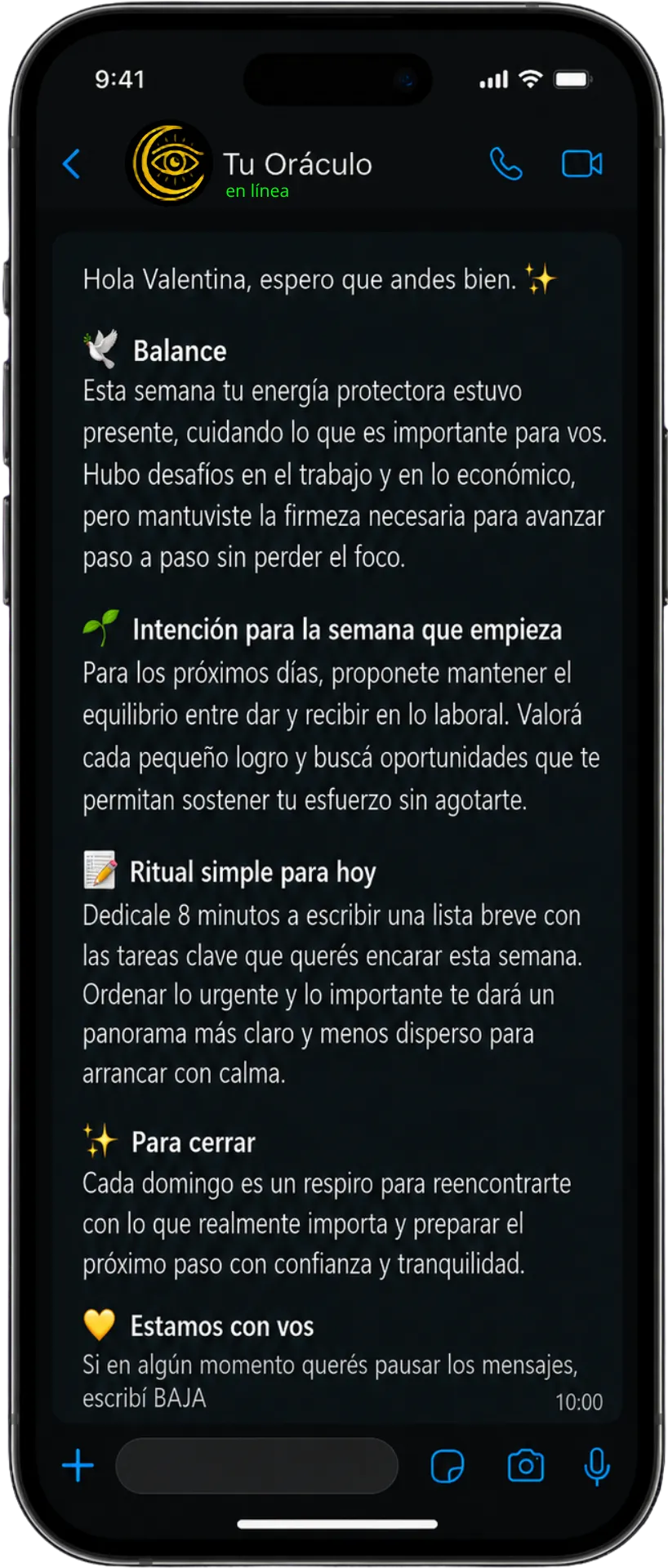 Mensaje especial del domingo